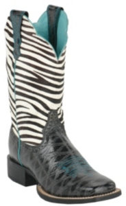 Ariat® Ladies Black Anteater Print Quickdraw w/ Zebra Top Square Toe Western Boot
