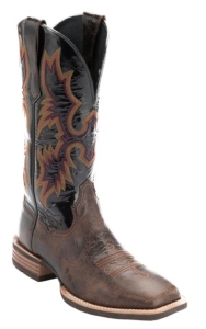Ariat® Tombstone™ Men's Thunder Brown with Black Patent Top Square Toe Western Boot