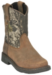 Ariat® Kid's Distressed Brown w/ Mossy Oak Camo Top Sierra Round Toe Western Boot
