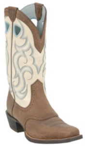 Ariat® Ladies Earth Rawhide w/ Cream Top Punchy Square Toe Western Boot
