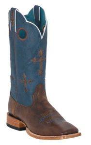 Ariat® Ranchero™ Mens Brown w/ Crosses on Blue Top Square Toe Western Boot