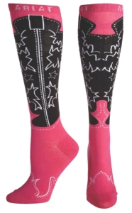 Ariat® Women's Pink and Black Western Boot Knee High Socks