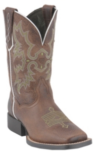 Ariat® Tombstone™ Youth Chocolate Brown w/ Green Stitching Square Toe Western Boots