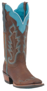 Ariat® Ladies Withered Brown w/ Turquoise Caballera Square Toe Wingtip Western Boots