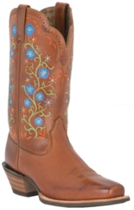 Ariat® Uptown™ Ladies Brown Floral Embroidered Punchy Square Toe Western Boot