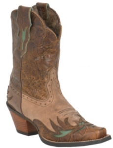 Ariat® Ladies Dahlia™ Distressed Brown Floral Embossed Snip Toe Western Boot