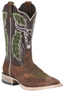 Ariat® Outlaw™ Men's Distressed Brown Embroidered Triple Welt Square Toe Western Boot