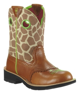 Ariat® Fatbaby Cowgirl™ Ladies Coyote Brown w/ Giraffe Print Top Western Boots