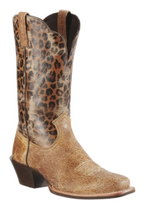 Ariat® Legend™ Ladies Shattered Tan w/ Leopard Print Top Square Toe Western Boots
