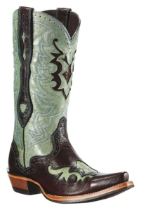 Ariat® Rienda™ Ladie's Chocolate & Rodeo Teal Overlay Snip Toe Western Boots