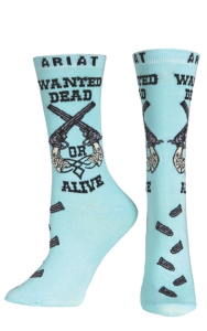 Ariat® Women's Aqua Wanted Dead or Alive Pistols Ankle Socks