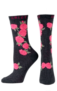 Ariat® Women's Charcoal Grey with Roses Ankle Sock