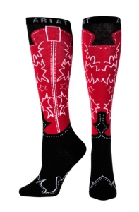 Ariat® Women's Red and Black Western Boot Knee High Socks