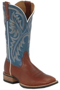 Ariat® Quickdraw™ Men's Cedar Brown with Bright Blue Wide Square Toe Western Boots