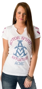 Affliction® American Customs™ Women's White Stars and Bars Motor Spirit Short Sleeve Tee