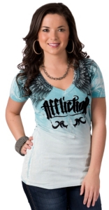 Affliction® Capri Blue Vertical V-Neck Short Sleeve Tee