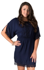 Angie® Women's Navy Lace Cold Shoulder 3/4 Sleeve Dress