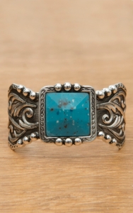 Montana Silversmiths® Silver with Dark Antiquing and Turquoise Stone Cuff Bracelet