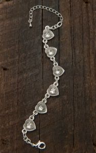 Montana Silversmiths® Silver Heart Crystal Chain Link Bracelet