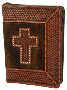 3-D Belt Company® CognacTooled Brindle Cross Leather Bible Cover