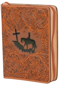 3D Belt Company® Tooled Cowboy at Cross Leather Bible Cover