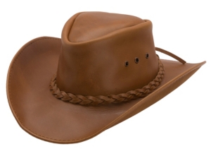 Cavender's® Tan Leather w/ Braided Band Aussie Hat