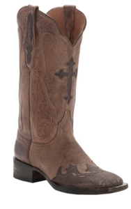 Black Jack® Women's Distressed Old Forge Tan w/Rust Lizard Wingtip Cross Inlay Double Welt Square Toe Western Boots