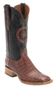 Black Jack® Men's Cognac Caiman Belly Star Inlay Square Toe Western Boots
