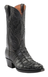 Black Jack® Men's Black American Horback Gator Tail R-Toe Western Boots