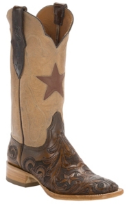 Black Jack® Women's Dark Brown Hand Tooled w/Pearl Maddog Top Double Welt Square Toe Western Boots