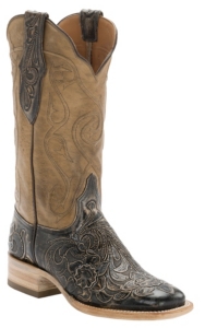 Black Jack® Women's Antique Taupe/Brown Hand Tooled w/Taupe Top Double Welt Square Toe Western Boots