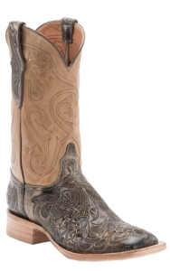Black Jack® Men's Antique Taupe/Brown Hand Tooled w/Taupe Top Double Welt Square Toe Western Boots