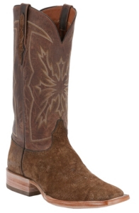 Black Jack® Men's Tan Hippo w/ Tan Maddog Goat Upper Wide Square Toe Exotic Western Boots