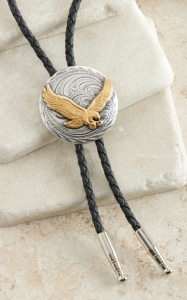 AndWest® Antiqued Silver with Gold Soaring Eagle Bolo Tie