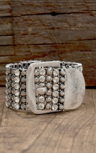 West & Co® Antique Silver with Rhinestones Buckle Bracelet