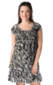 Cowgirl Justice® Women's Black and White Floral Paisley Peasant Short Sleeve Dress