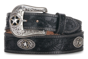 Justin® Mens 5 Star Ranch Black Floral Tool Western Belt C12423