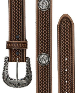 Justin® Mens Round Em Up Tan Basketweave Western Belt C12434