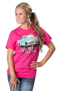 Cattilac Style® Ladies Hot Pink Chillin' On A Dirt Road Short Sleeve Tee