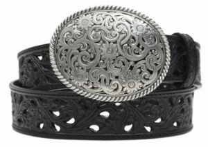 Tony Lama® Women's Black Pierced Filigree Trophy Belt