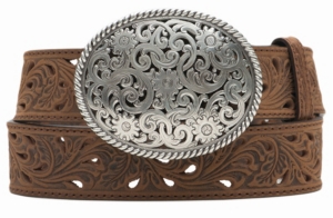 Tony Lama® Women's Brown Pierced Filigree Trophy Belt
