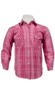 Panhandle Slim® Girl's Pink Plaid w/ Lurex Long Sleeve Western Shirt