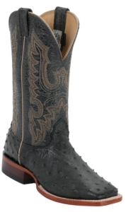 Cavender’s® Men’s Black Full Quill Ostrich Double Welt Exotic Square Toe Western Boots