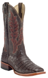 Cavender's® Nicotine Brown Caiman Belly Square Toe Exotic Western Boots