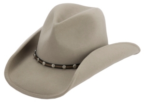 Dorfman Pacific® Khaki w/ Brown Round Concho Band Crushable Western Felt Hat
