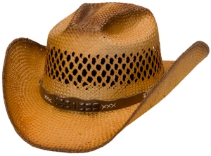 Cavenders® Brown Tea Stained Shantung Vent Straw Cowboy Hat