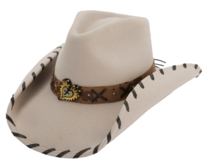 Scala Ranch™ by Dorfman Pacific® Buckskin w/ Heart Band Felt Crushable Western Hat
