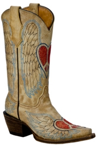Corral Boot Company® Kids Distressed Tan Winged Heart Snip Toe Western Boot