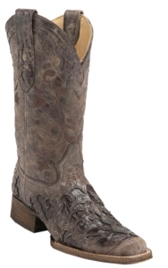 Corral® Women's Distressed Brown w/Brown Caiman Inlay Square Toe Western Boots
