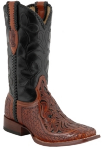 Corral® Men's Brown Chedron Black Willow Tooled Square Toe Western Boots